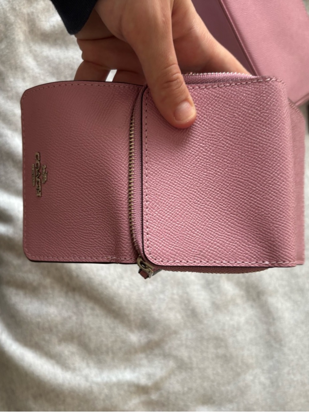 Coach Pink Floral Studded Leather Wristlet and Card Wallet Set - Picture 3 of 5